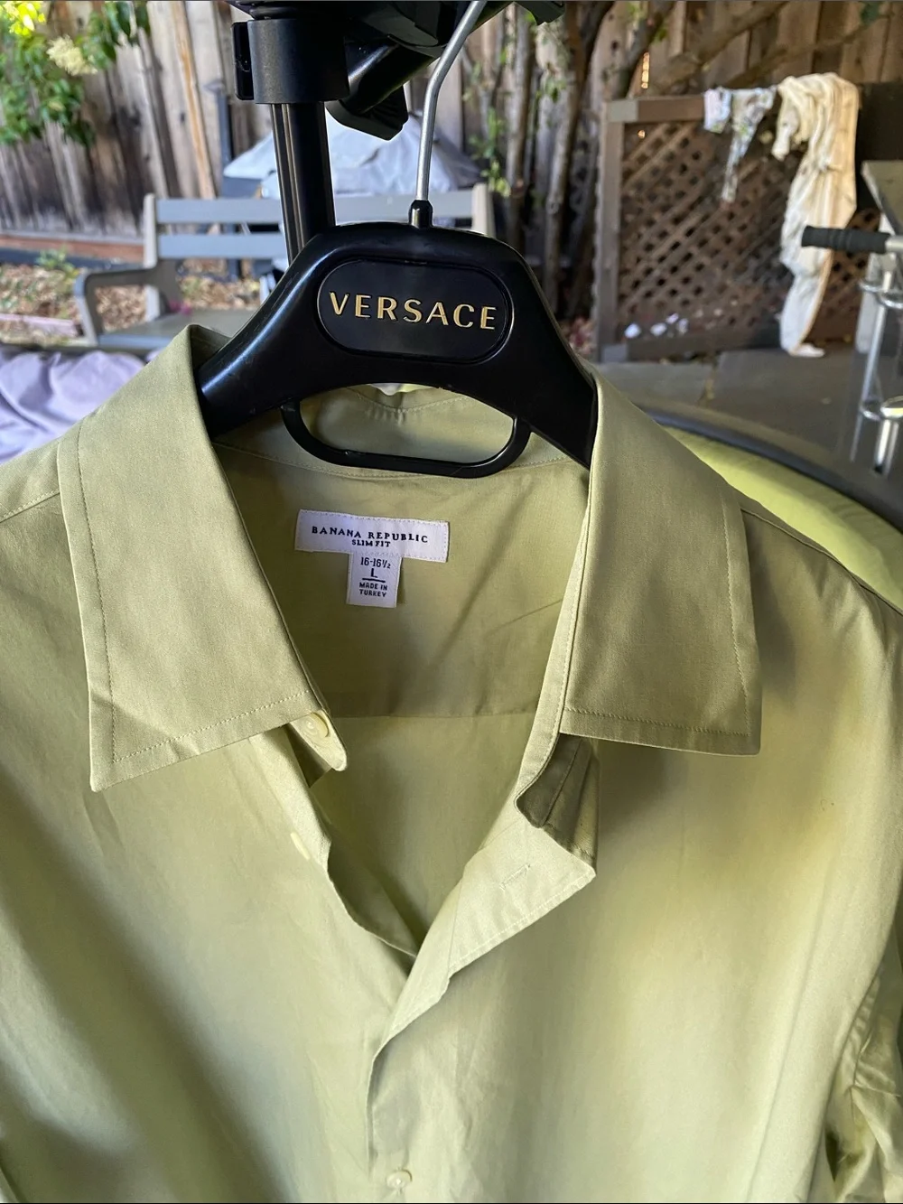 Banana Republic Cotton Pale Green Short Sleeve Button-Down Shirt, Large